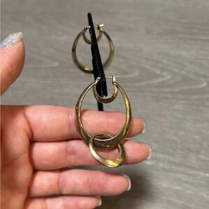 Vintage Monet Dangling Double Hoop Earrings Goldtone Great Condition